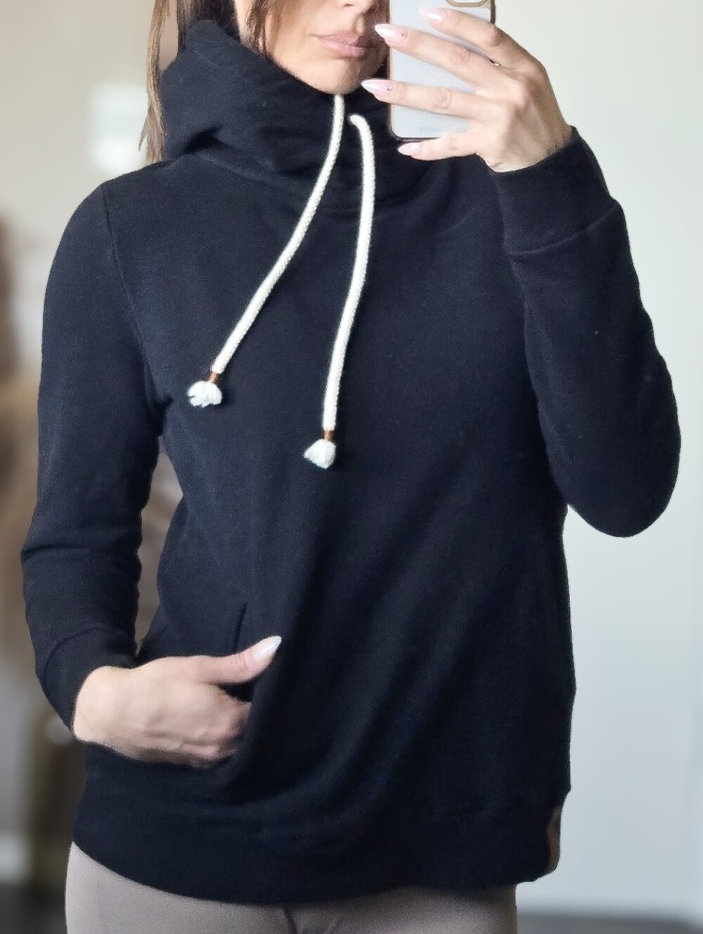 Ampersand Avenue Black Double Hood Sweatshirt Cowl Neck Pullover Size M